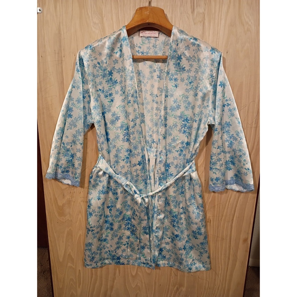 Oscar de la Renta Pink Label Robe Size XL Blue Floral.